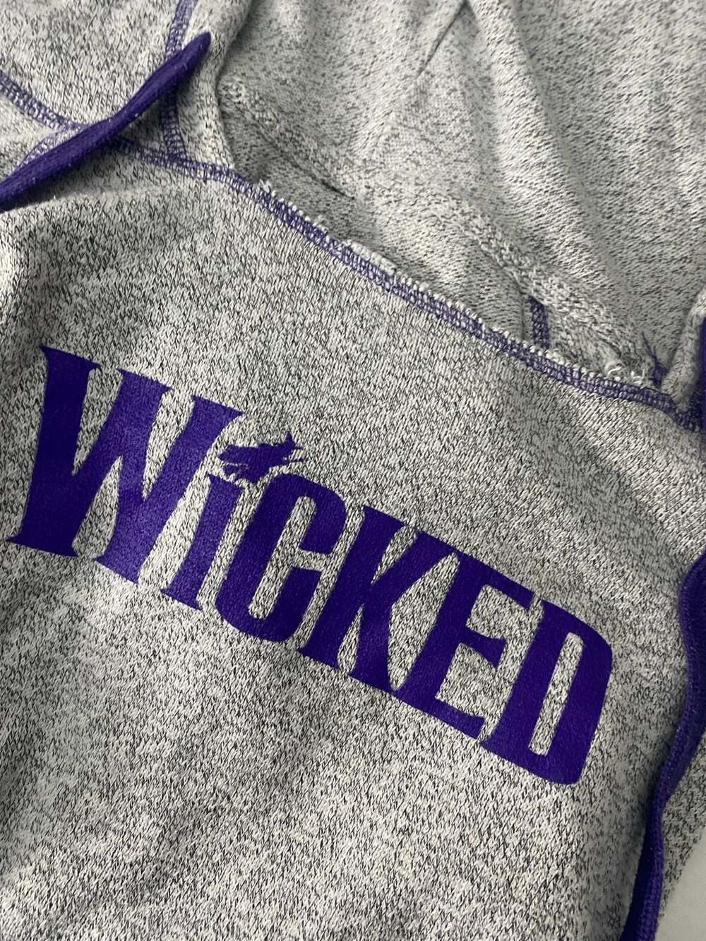 Green for Good Wicked Broadway Musical Gray Heather Purple Pullover Hoodie XS